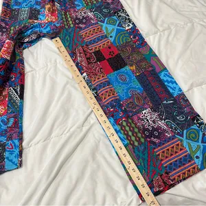 Incredible Retro Boho Multicolor Dopamine Dressing Patchwork 1970s Overalls Red Size M thumbnail 9