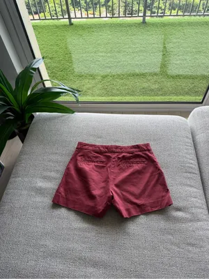 Banana Republic Women's‎ Button-Accent Shorts in Burgundy and Khaki thumbnail 9