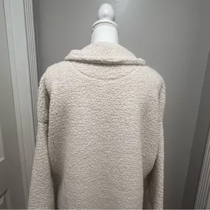 Aerie Sherpa half button sweater with pockets women's size large oversized fit thumbnail 12