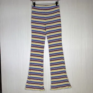 Zara Pants‎ Womens Sz S Knit Striped Colorful Pull On Yellow Red Blue Ribbed thumbnail 4