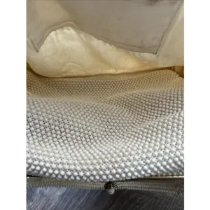 60s Beaded White Handbag Handle Evening Bag Purse USA Two Sided thumbnail 12