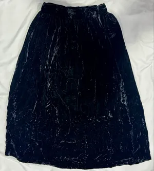 Black Crushed Velvet Midi Skirt Dark Romantic Whimsigoth XS thumbnail 1