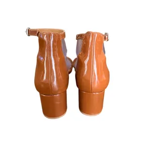 Steve Madden Womens Tan Patent Leather Block Heel Ankle Strap Sandals Size 9 thumbnail 7