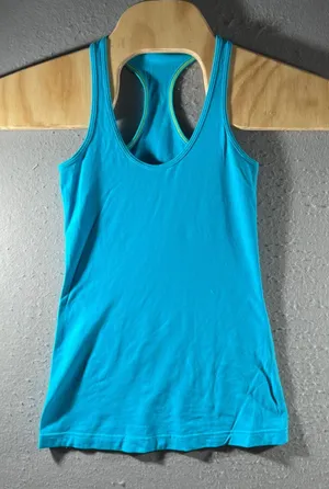 952 | Lululemon Cool Racerback Slim Fit Yoga Tank Top Blue Womens‎ 4 thumbnail 1