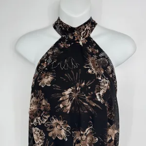 Free People Katerina Mini Dress Large Black‎ Floral Halter Neck Boho Party Chic thumbnail 5