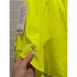 NEW Lululemon Court Rival HR Skirt Long Women 0 Highlight Yellow Neon Tiered thumbnail 5