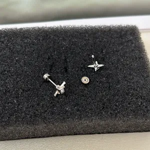 8mm CZ Star Stud Earrings for Men Women Streetwear Hip Hop Punk Unisex Earrings thumbnail 4