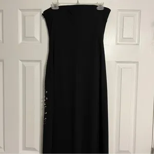 ONYX Nite Black Floral Strapless Prom Dress thumbnail 3
