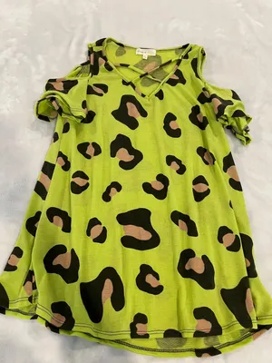 Trendy Green Leopard Print Dress Multiple Size L thumbnail 1