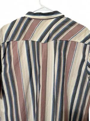 Ariat Men's Short Sleeve Striped Western Shirt — Blue, Cream & Brown Sz XXL thumbnail 5