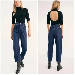 Free People We The‎ Free Dark Wash Pleated High Rise Mom Jeans thumbnail 2