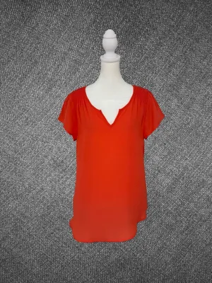 Mine Women’s Coral Orange Short Sleeve Blouse Size Large thumbnail 2