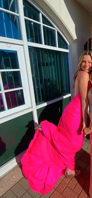 Bright Pink Prom Dress Size M thumbnail 3