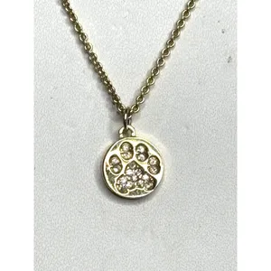Spartina Gold Tone Paw Print Pendant Necklace With Crystal Accents thumbnail 6