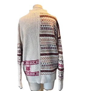 American Eagle Sweater Womens Large White Nordic Fair Isle Knit Pullover thumbnail 5