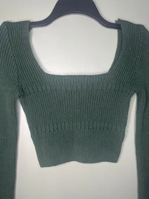 12th Tribe Women’s XS Cropped Ribbed Top Minimalist Y2K Long Sleeve festival thumbnail 2
