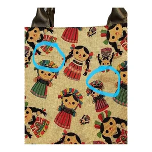 Mexican Doll Tote Bag Womens Medium Tan Brown Multi Folk Art Tapestry Lele‎ Doll thumbnail 10