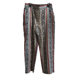 Zara Tapered Pants Womens XS Blue Red Boho Paisley Geometric High Rise Trousers thumbnail 2