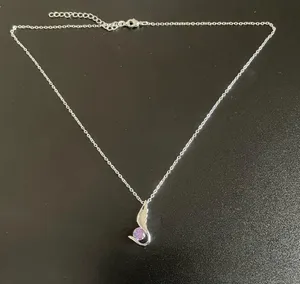 Purple crystal angel wing necklace thumbnail 8