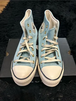 CONVERSE Ctas Lift Hi top blue leather platform lace up shoes sneakers sz 8 new thumbnail 2
