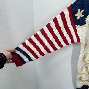 Vintage Nautical‎ Anchor Star Striped Chunky Knit Cardigan Sweater 90s Teacher thumbnail 3