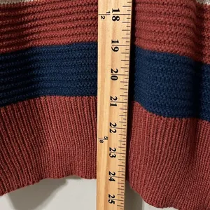 eesome women's size med/large drop shoulder striped pullover cream sweater thumbnail 3