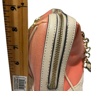 Anne Klein Satchel‎ Bag Womens Coral Cream Quilted Chain Shoulder Purse Padlock thumbnail 10