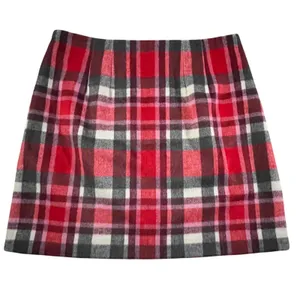 Anne Taylor LOFT Plaid Mini‎ Skirt Women 8 Red Plaid A-Line Lined Side Zip NWOT thumbnail 2
