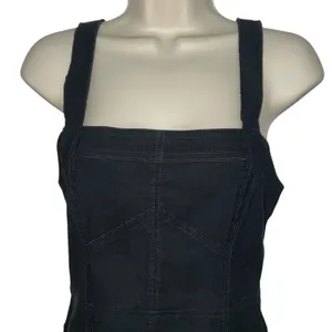 By Anthropologie Squareneck Slim‎ Mini Dress Sleeveless Black Linen Blend Size 4 thumbnail 3