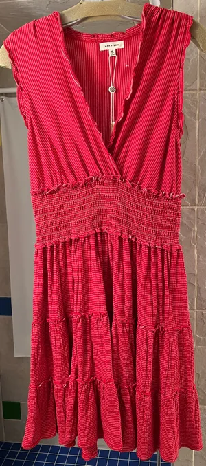 Max Studio Red Striped Sleeveless Dress thumbnail 1