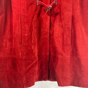 Bradley Bayou Red Suede Leather Toggle Hooded Coat Jacket Large L Silver Toggles thumbnail 14