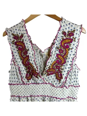 Anthropologie Lilka Maggie Embroidered Paisley Rayon Jersey Dress Size L Boho thumbnail 5