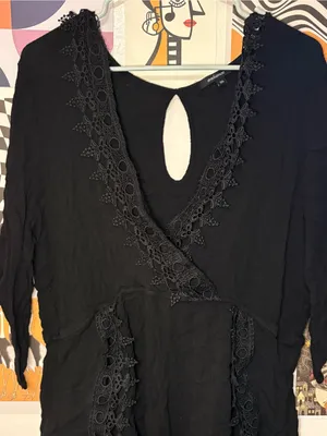 Ambiance Black Crochet Lace Boho Romper Size 3XL thumbnail 3