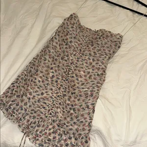 Zara Printed Cream Metallic Ruched Halter Mini Dress XS thumbnail 3
