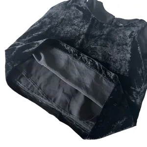 J.Crew 90s Whimsigoth Grunge Scoop Neck Plush Velour Tank‎ Top Shell 0 Black thumbnail 9