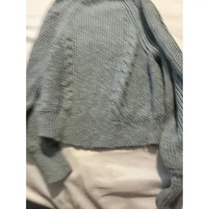 American‎ Eagle Sweater Cable Knit Grey Mock Neck Balloon Sleeve Womens S Boho thumbnail 5