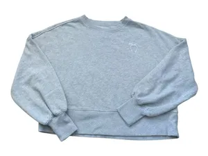 Aerie Sweatshirt Gray Bow Embroidered Coquette Balletcore Puff Sleeve S Oversize thumbnail 1