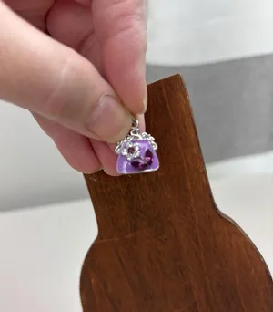 Purse-shaped Gemstone Pendant/charm, floral, boho, preppy, cottage, fairy thumbnail 2