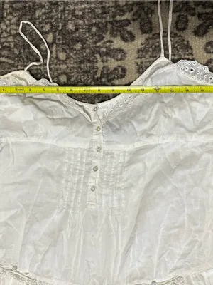 Zara Women’s Size M White Cotton Lace Trim Lined Spaghetti Strap Mini Slip Dress thumbnail 7