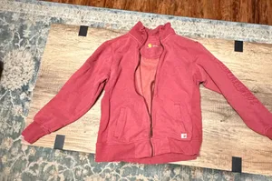 Carhartt Full Zip Sweatshirt Womens Red Workwear Jacket Logo thumbnail 1