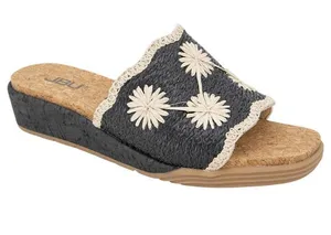 NWT JBU By Jambu Comfort Casual Fashion Slip On Wedge Sandal Black / White 9.5M thumbnail 1