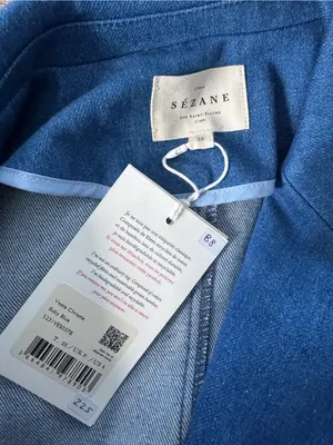 Sezane Christie Denim Blazer Baby Blue Double Breasted Jacket NWT US 4 FR 36 thumbnail 7