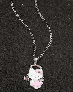 Hello Kitty Officially Licensed Charm Rhinestone Necklace Silver Chain thumbnail 2