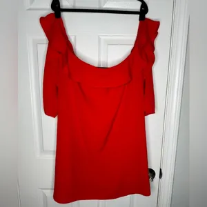 AMANDA‎ UPRICHARD Red Off-Shoulder Mini Dress Size Small Cocktail Party thumbnail 3