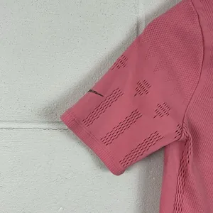 Nike Yoga women’s Dri-Fit Adv luxe short sleeve pink crop top athletic size M thumbnail 4
