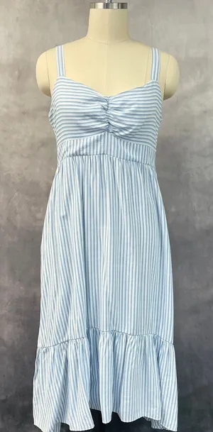 Skies Are Blue Womens Striped‎ Midi Dress Size XL Flowy Coastal Cottage Hamptons thumbnail 1