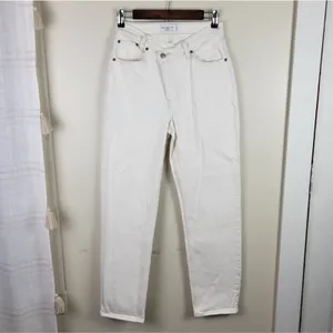 Abercrombie & Fitch Dad High-Rise Criss Cross Straight Leg Jeans Cream Size 4 thumbnail 4