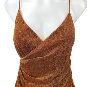 Superdown Delanie Brown Metallic Sleeveless Cami Camisole Mini Bodycon Dress M thumbnail 3