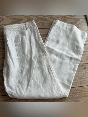 White + Warren Linen Pants 100% linen size 6 thumbnail 4