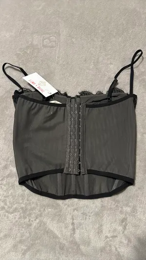Boutique charcoal & lace corset thumbnail 3